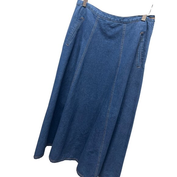 Eddie Bauer Vintage 90's Denim A-line Maxi Jean Skirt - Picture 1 of 9